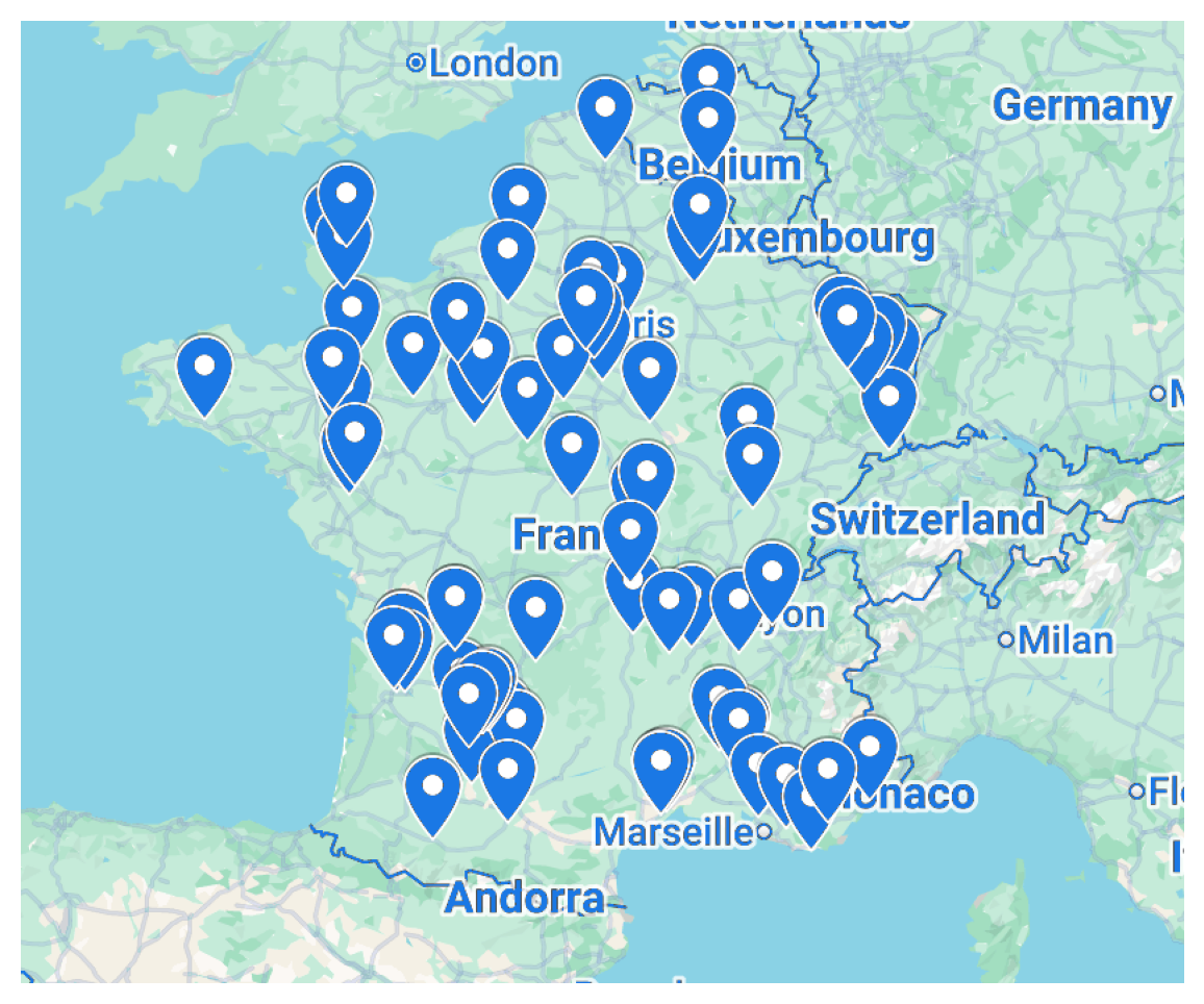 Carte des familles d'accueil pour oiseaux et perroquets en France - Réseau LaVolière